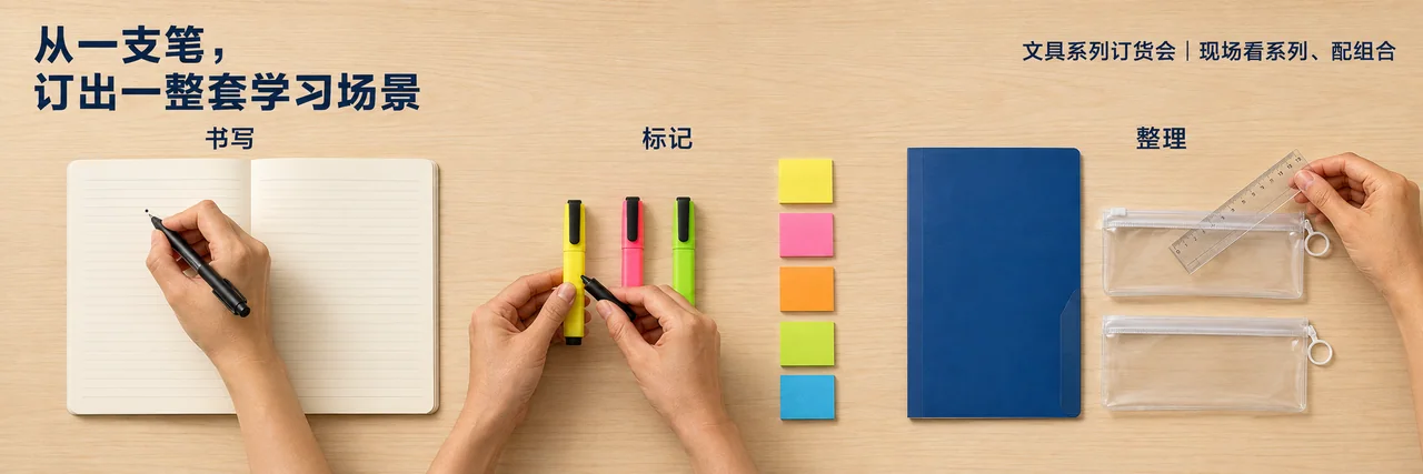 极简美学文具订货会超宽全景海报