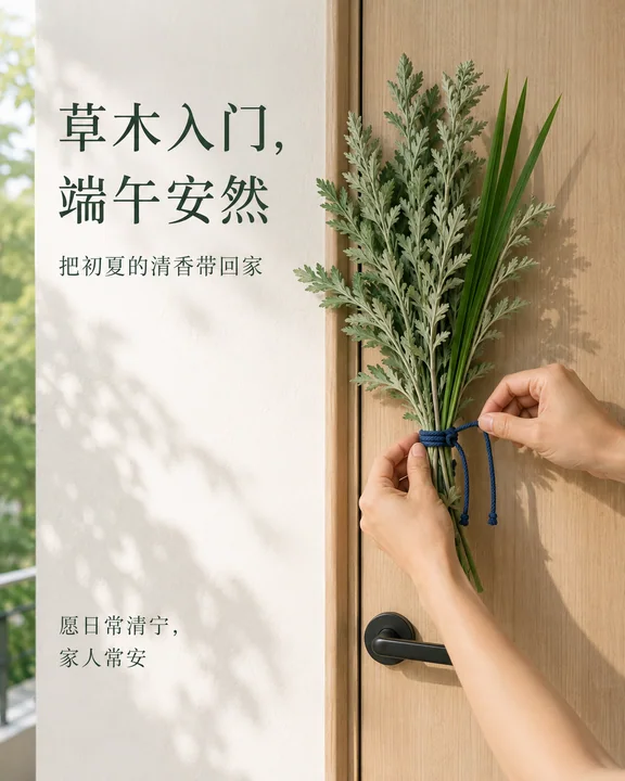 极简端午现代公寓挂艾草海报