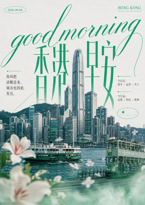 高明度电子印刷感城市图文海报