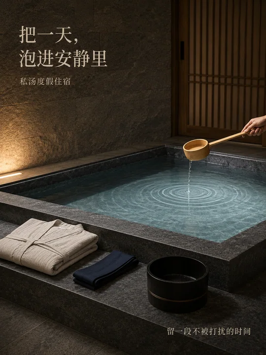 极简私汤禅意空间与静谧涟漪美学