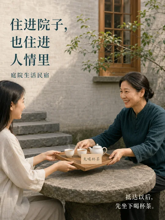 庭院里的温情接待：住进人情里的民宿海报