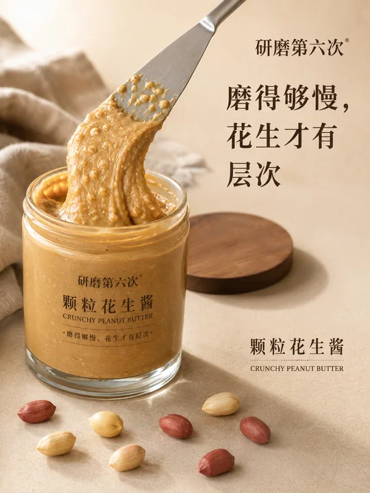 研磨第六次：匠心颗粒花生酱极简海报
