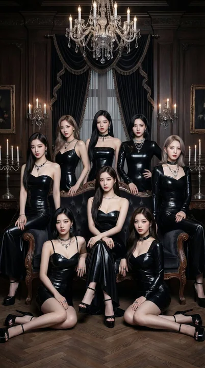 Роскошный групповой портрет корейской женской группы TWICE