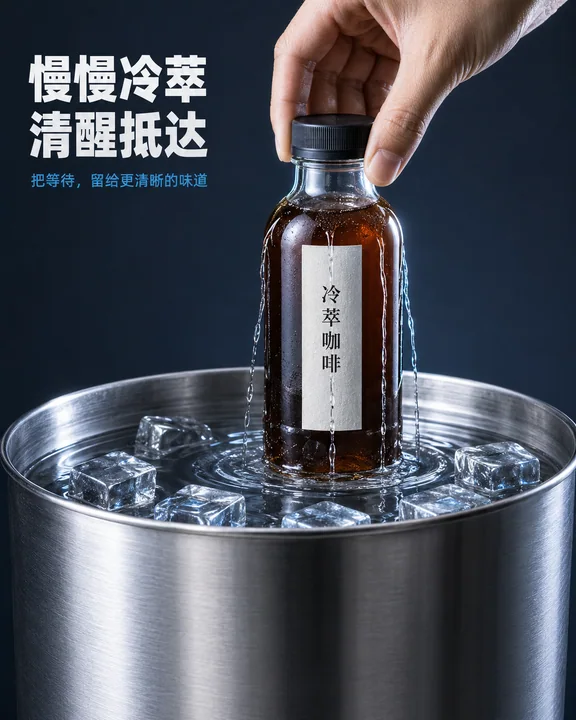 极简冷萃咖啡高速摄影海报