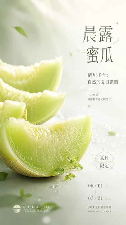 夏日清晨哈密瓜清爽品牌开屏海报