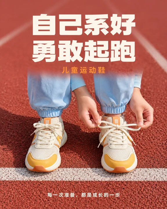 自己系好勇敢起跑童鞋海报