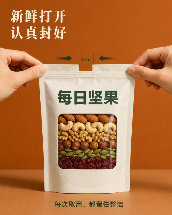每日坚果包装密封仪式感海报