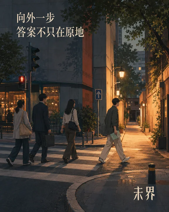 未界品牌商业插画:向外一步的城市抉择