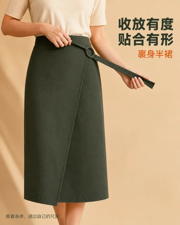 优雅剪裁:墨绿裹身裙的结构之美