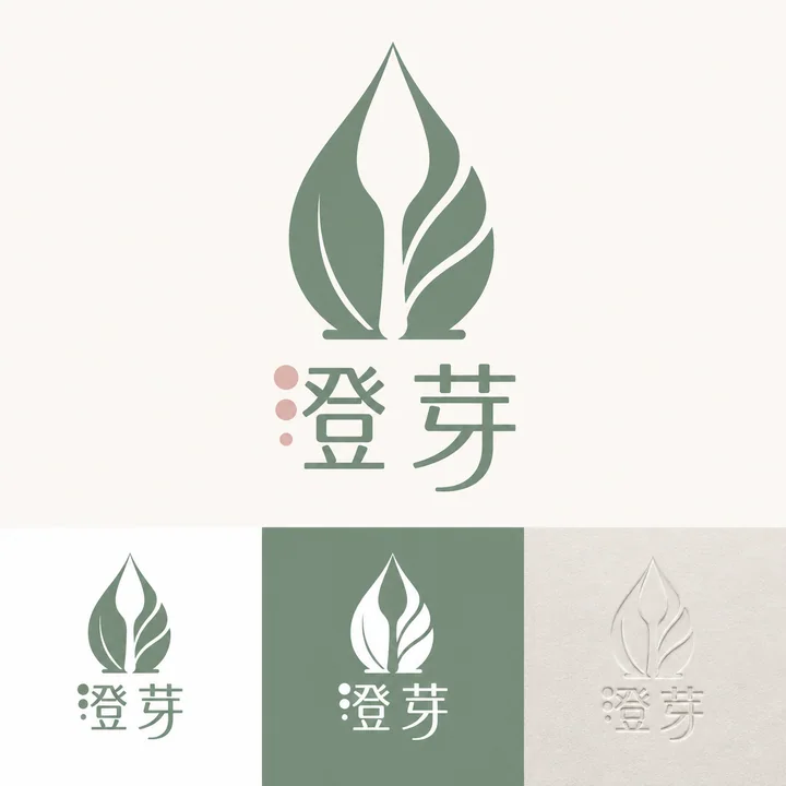澄芽植物护肤品牌极简矢量标志设计