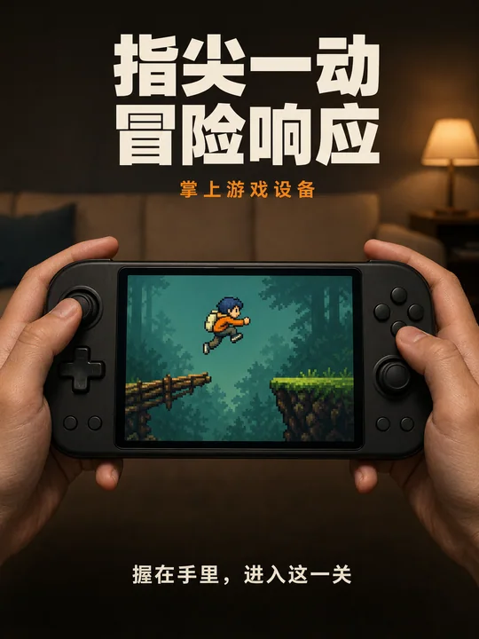 指尖跃动：掌上游戏机复古数码海报