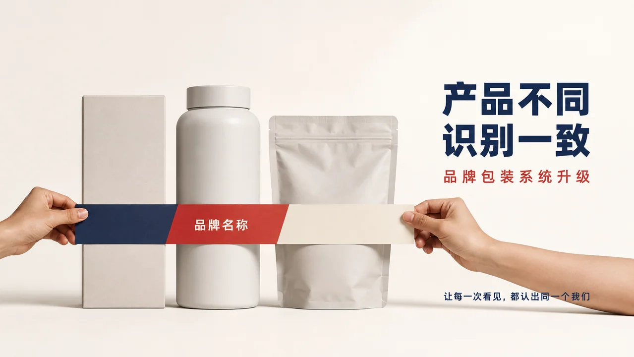 品牌焕新视觉:三合一连续性包装设计海报