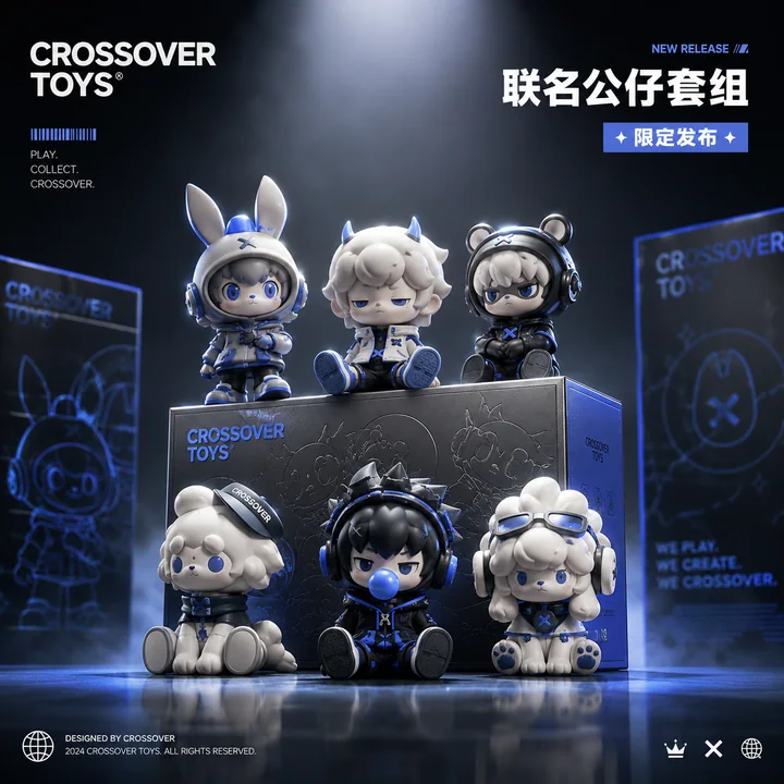 电光蓝潮流联名公仔限定发布品牌视觉图