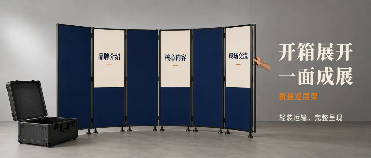 便携展架商业摄影：开箱即成展位