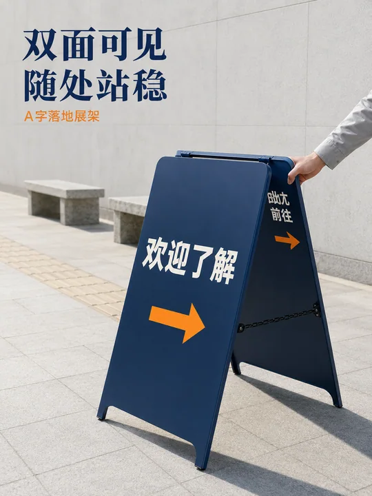 极简城市街道双面A字展架设计