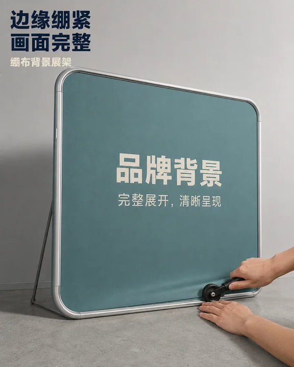 绷布展架施工现场工业风海报