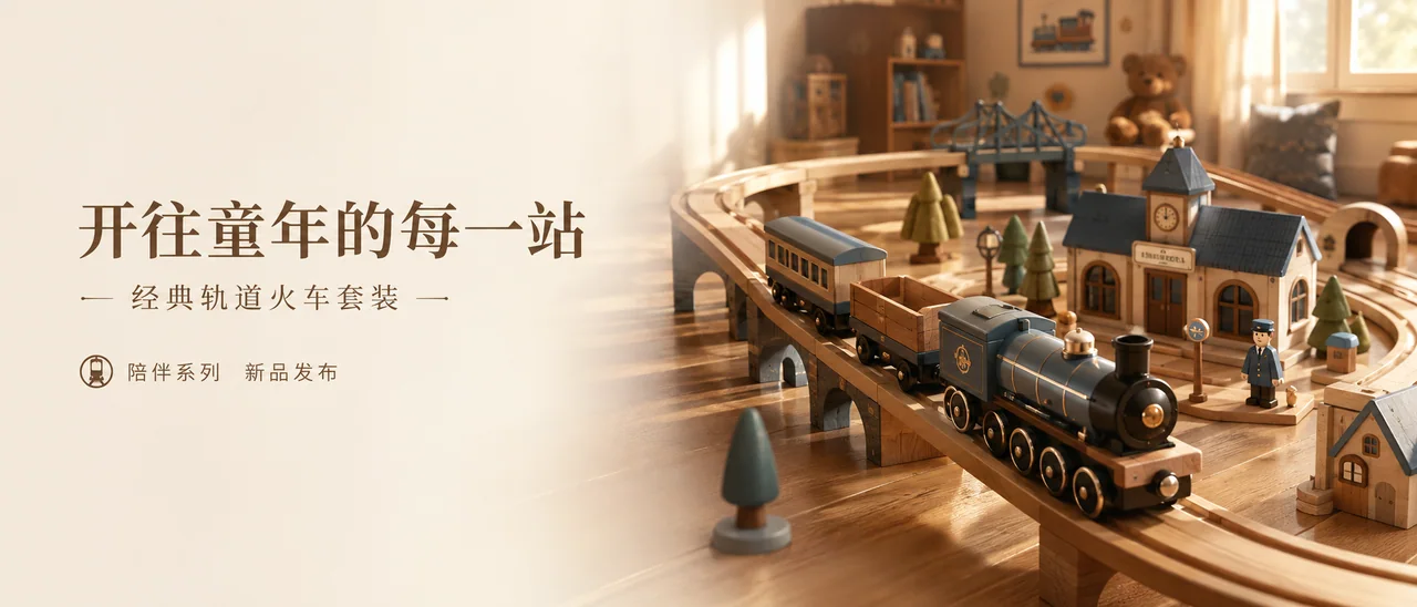 经典陪伴感儿童轨道火车套装品牌大屏视觉