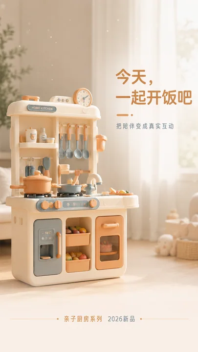 极简柔和亲子厨房品牌开屏视觉 KV