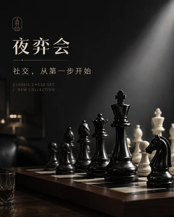 深邃光影下的国际象棋社交仪式品牌视觉