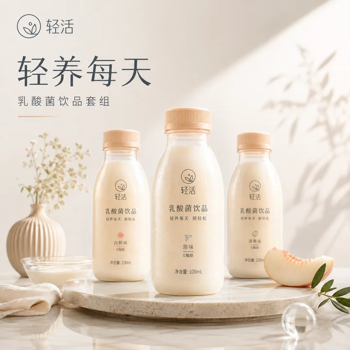 极简轻养生活乳酸菌饮品品牌视觉