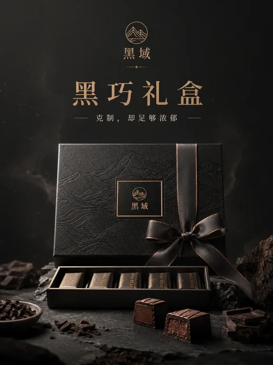 极简主义黑巧礼盒高端品牌视觉大片