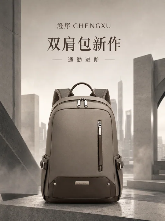 都市利落风格时尚双肩包品牌视觉海报