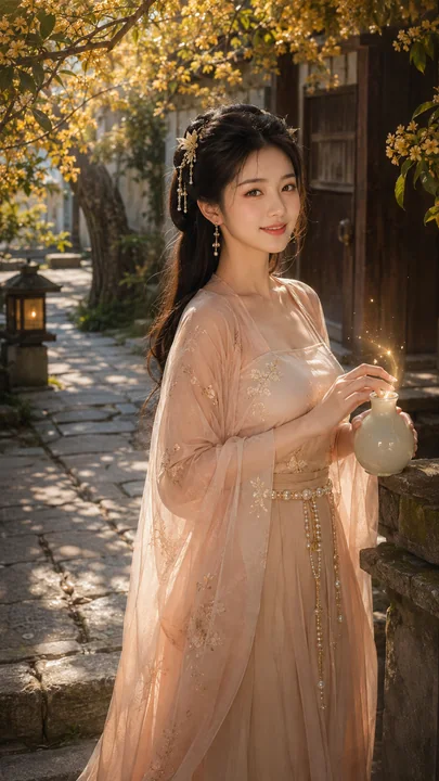 金桂藏秋：唐风仙侠少女酿露图