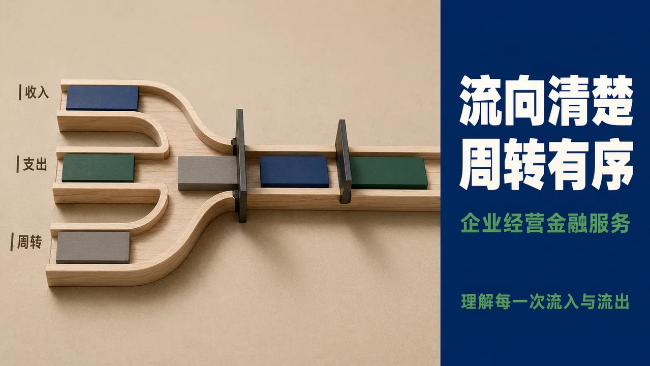 极简实木风现金流模型经营周转海报