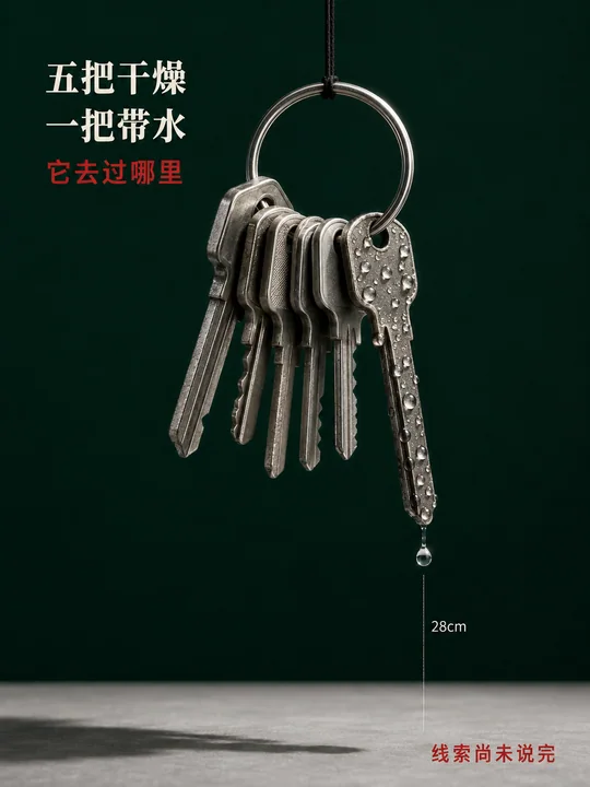 五把干燥一把带水：物证悬疑海报