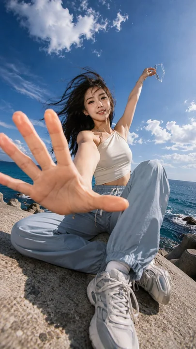 超广角强迫透视写实人像提示词