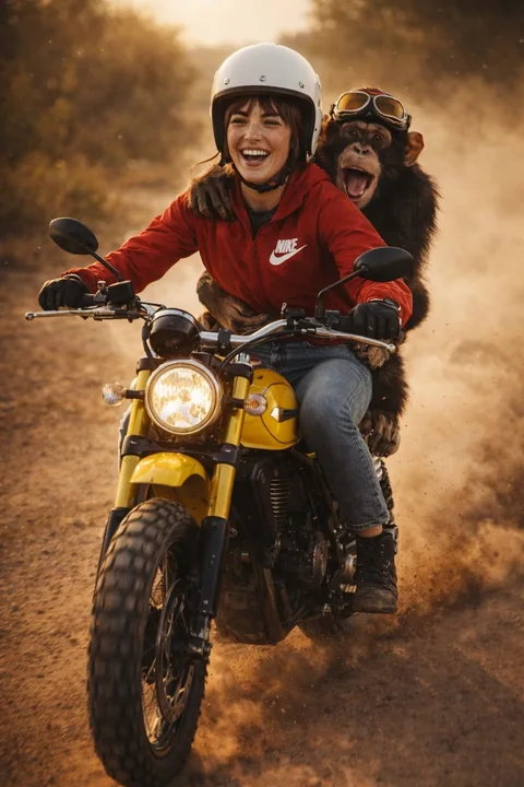 Femme tempête de poussière d'or et singe noir