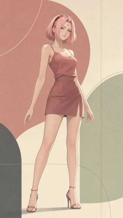 火影忍者女性角色莫兰迪极简海报