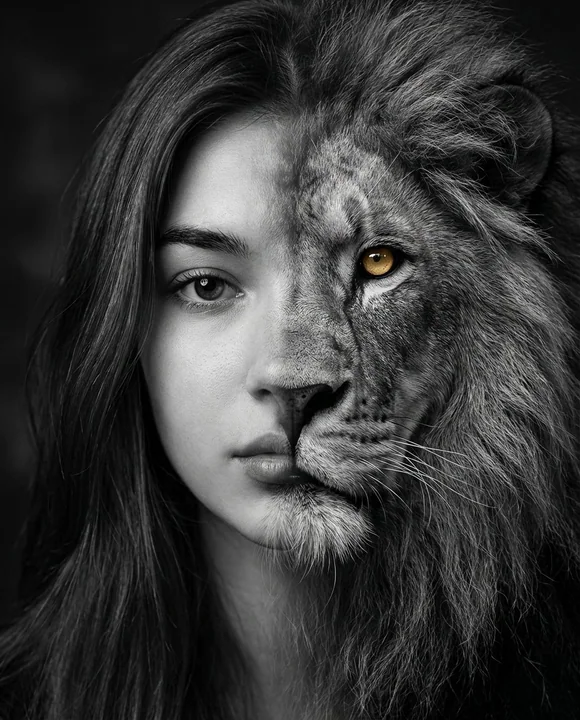 Portrait de l'Âme du Lion : Lumière et Ombre
