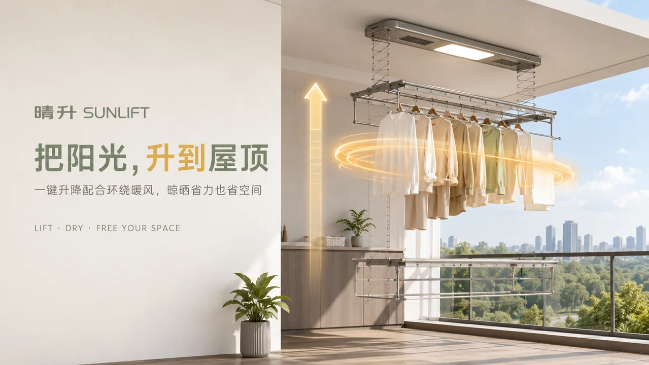 晴升智能晾衣机品牌KV首屏设计