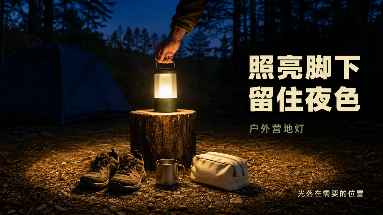 蓝调时刻营地柔光照明海报