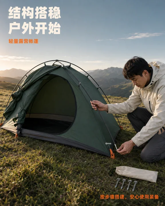 结构之美：专业徒步帐篷搭建细节海报