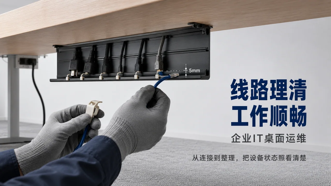 精密运维:办公桌下的理线美学海报