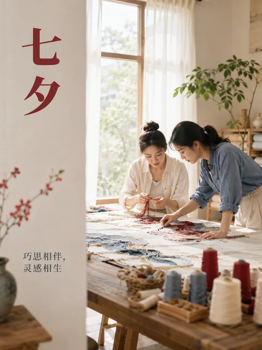 七夕匠心海报：现代女性手作工作室的艺术瞬间