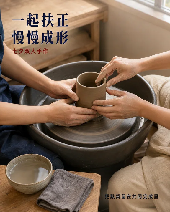 七夕指尖温情:陶艺手作工坊纪实海报