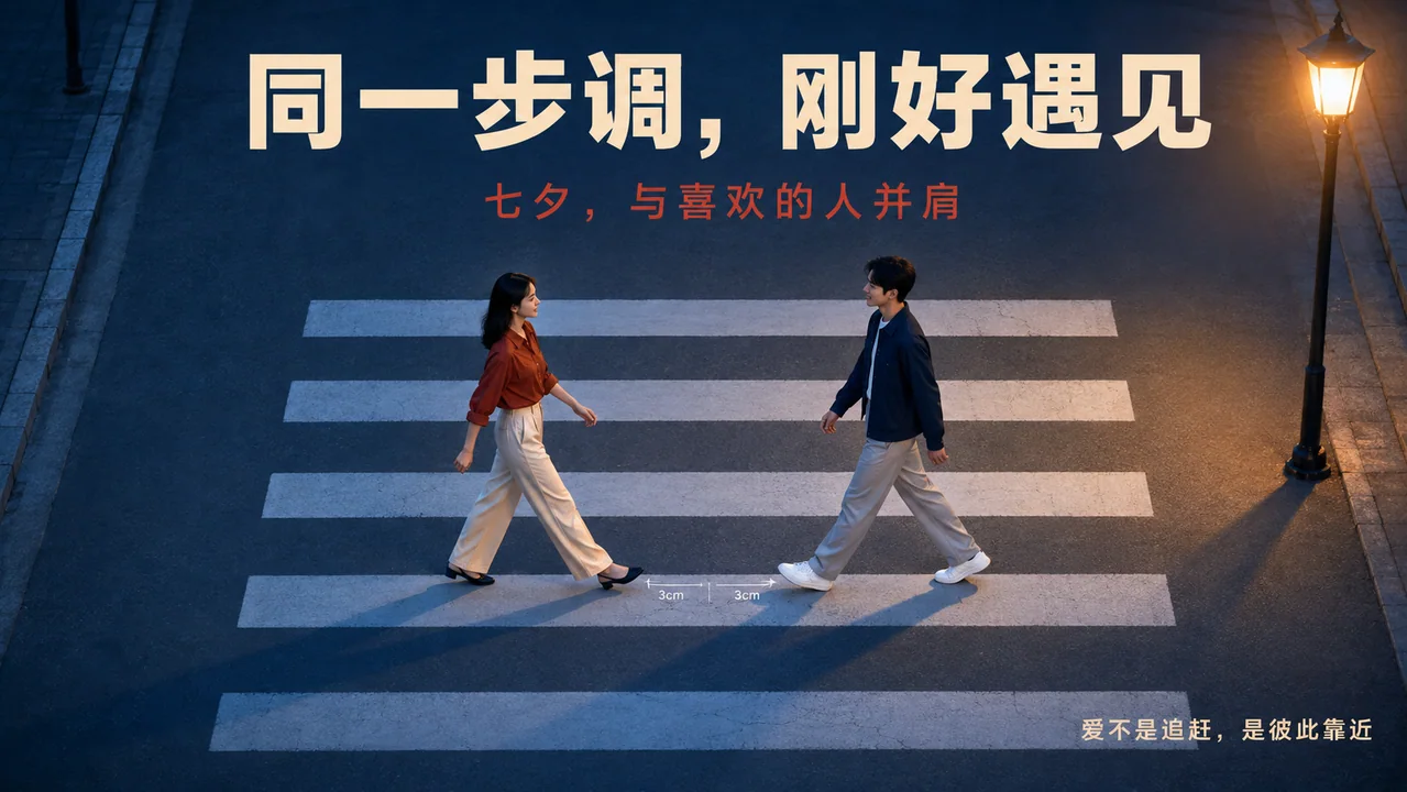 同一步调的浪漫:蓝调城市的七夕时尚海报