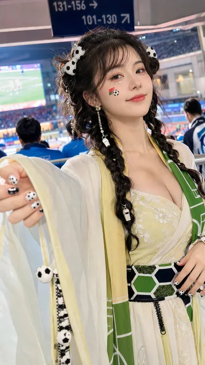 绿茵古韵：世界杯看台上的甜酷足球宝贝