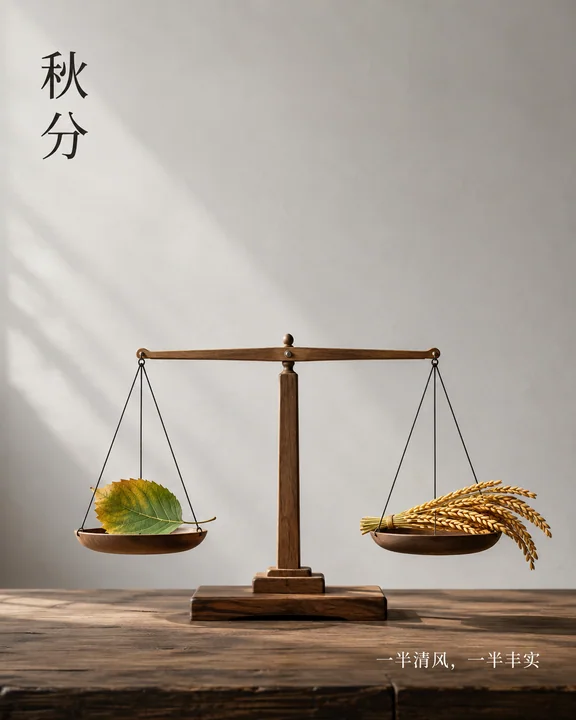 秋分极简木质天平静物平衡美学摄影