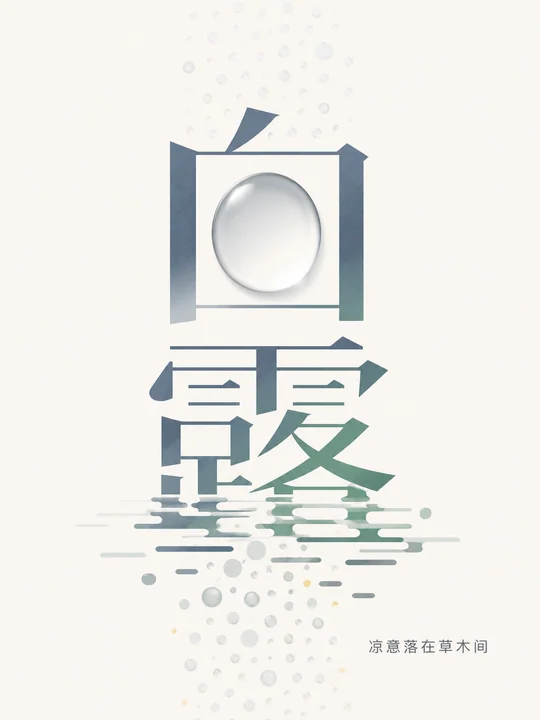 极简主义白露节气实验字体海报设计