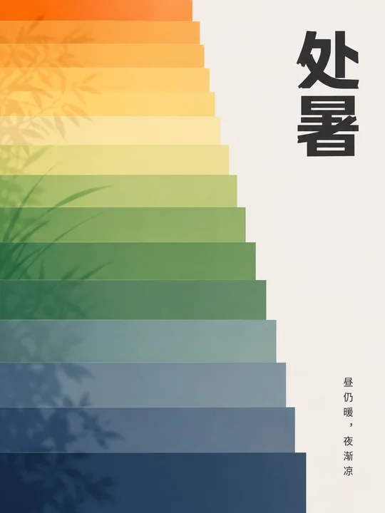 处暑渐凉十二色带抽象极简海报