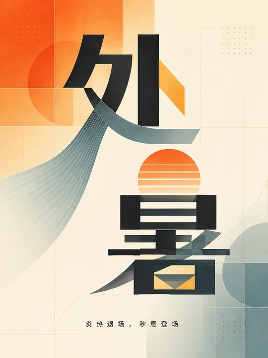 处暑节气实验字体海报:炎热退场秋意浓