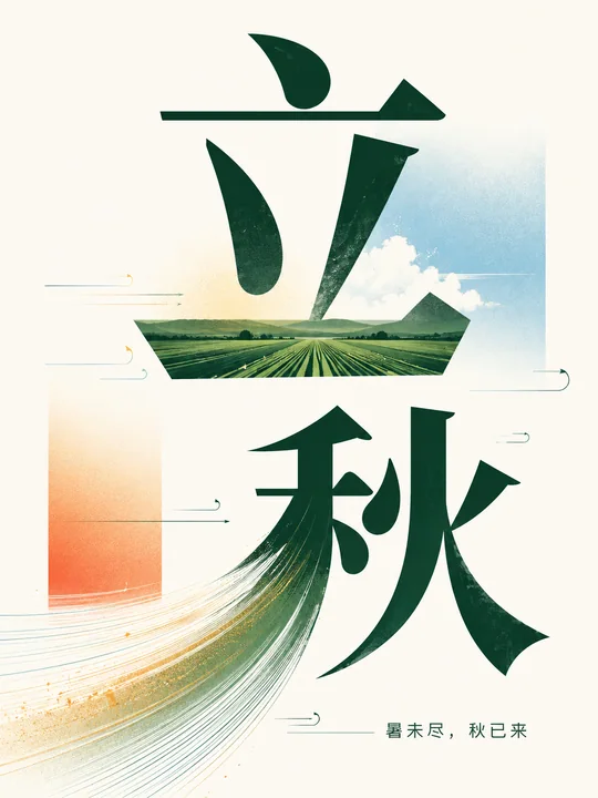 立秋实验字体海报:暑未尽秋已来