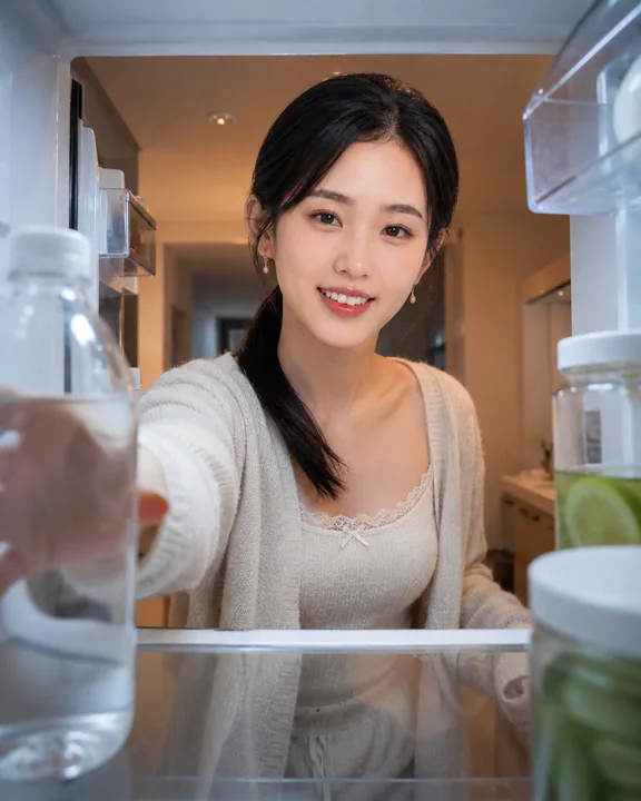 晨起微光冰箱视角的温馨生活瞬间