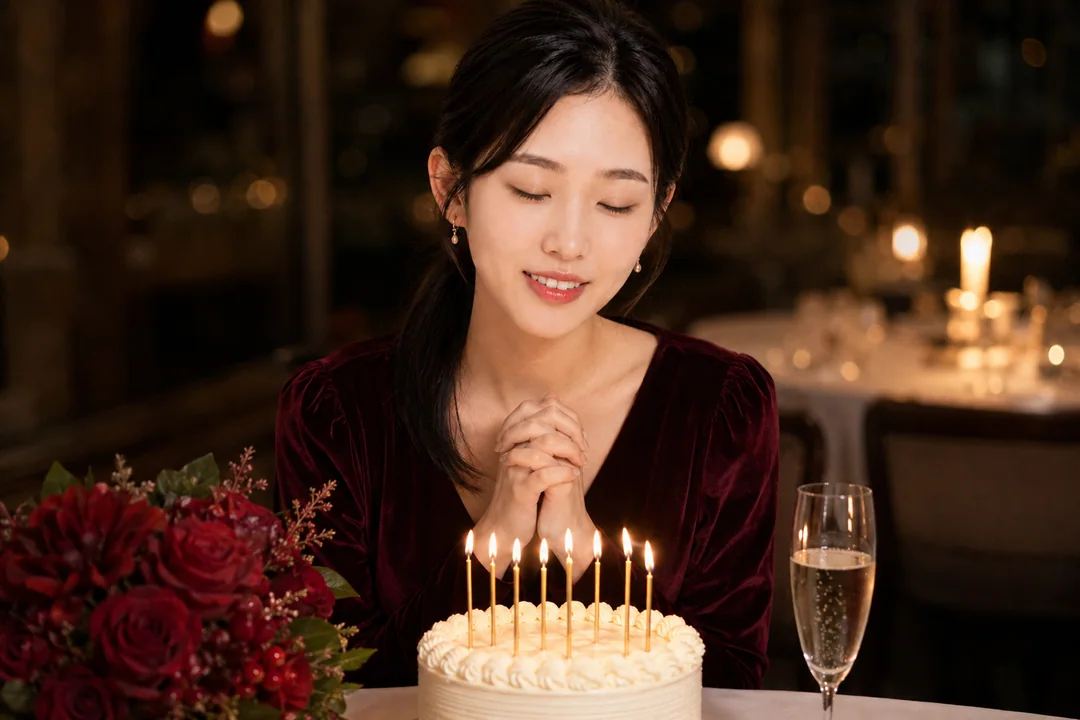 烛光深红丝绒：十八岁生日许愿瞬间