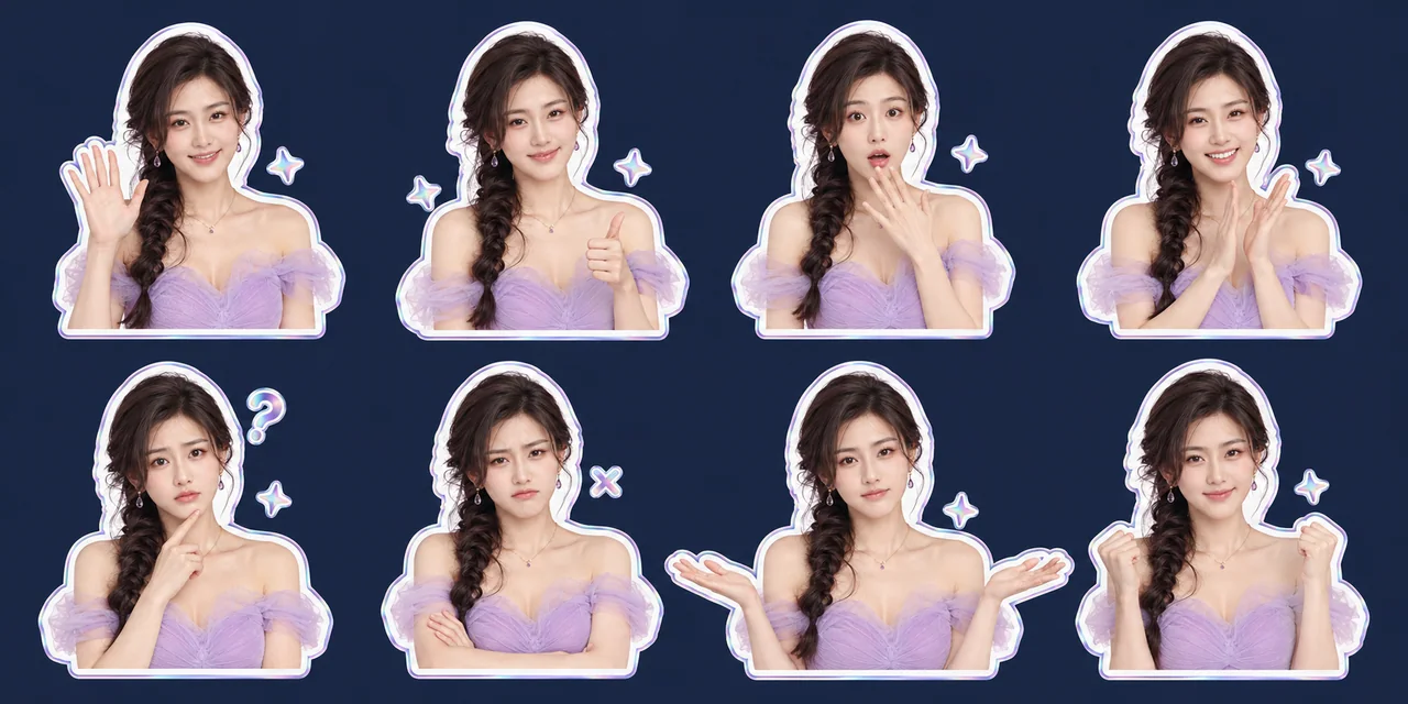Feuille de stickers holographiques irisés d'émoticônes de personnes réelles pour les élites du monde professionnel