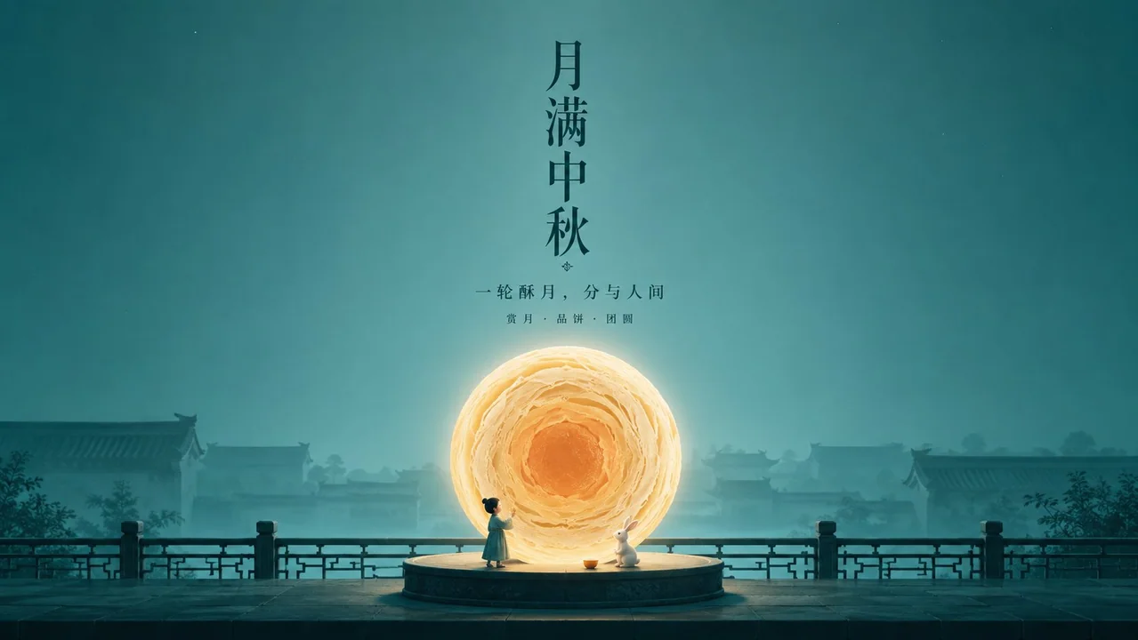 静谧暮色圆润焦点中秋海报